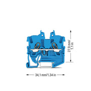 WAGO - Durchgangs-Reihenklemme Mini-Durchgangsklemme 2050-1204 2-Leiter, 1 qmm, bl − 100 Stück