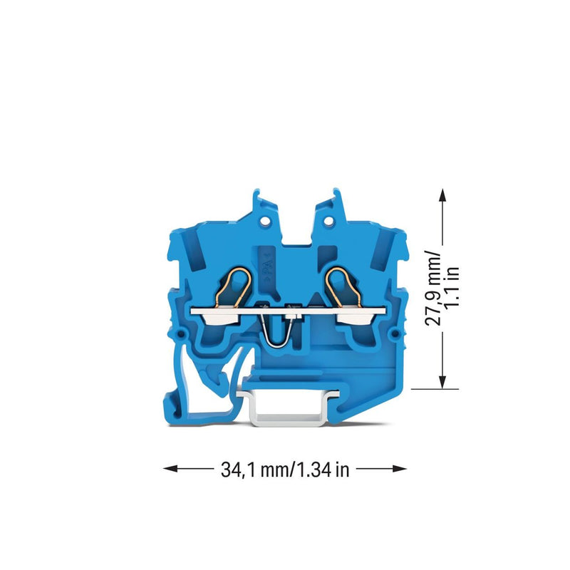 WAGO - Durchgangs-Reihenklemme Mini-Durchgangsklemme 2050-1204 2-Leiter, 1 qmm, bl − 100 Stück