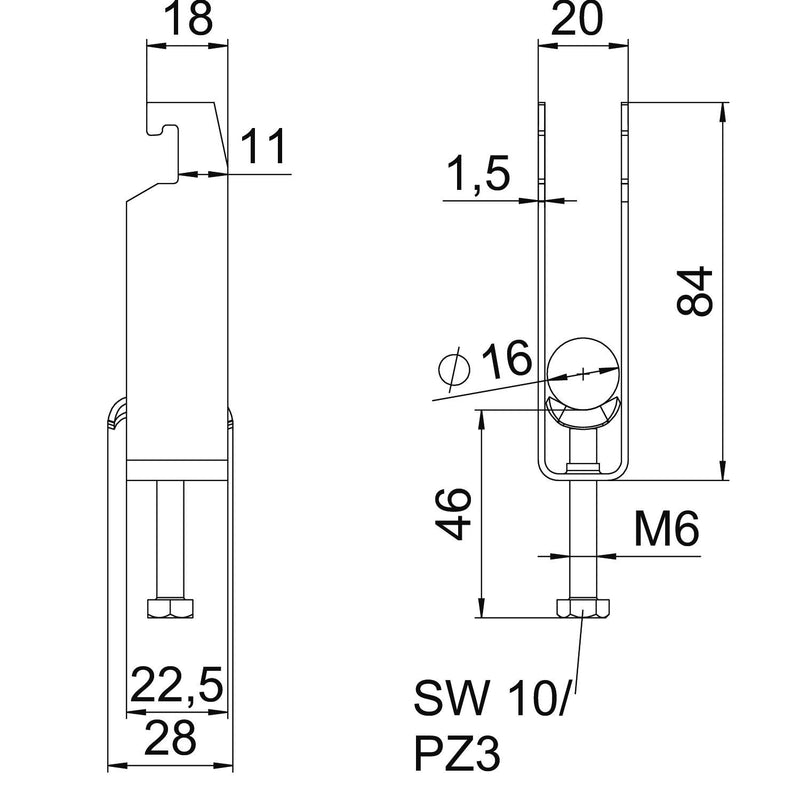 OBO Bettermann - Bügelschelle BS-U3-M-16 FT 3-fach − 50 Stück