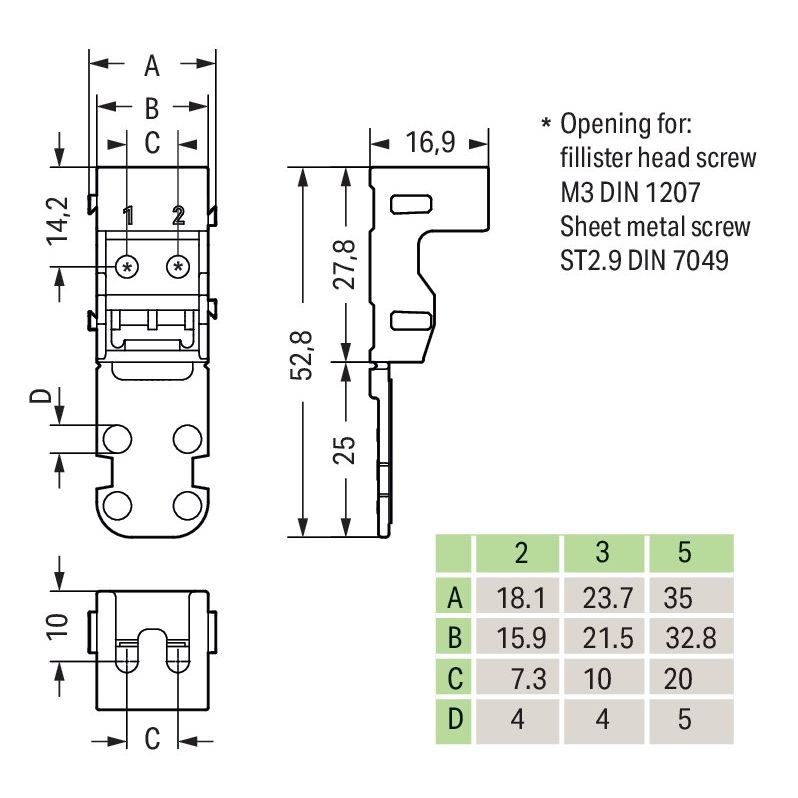 WAGO - Zubehör/Ersatzteile für Klemmen Befestigungsadapter 221-502 Serie221-4mm²,weiß − 10 Stück