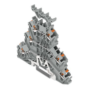 WAGO - Schutzleiter-Reihenklemme Dreistockklemme 2202-3258 2,5 qmm, grau − 50 Stück