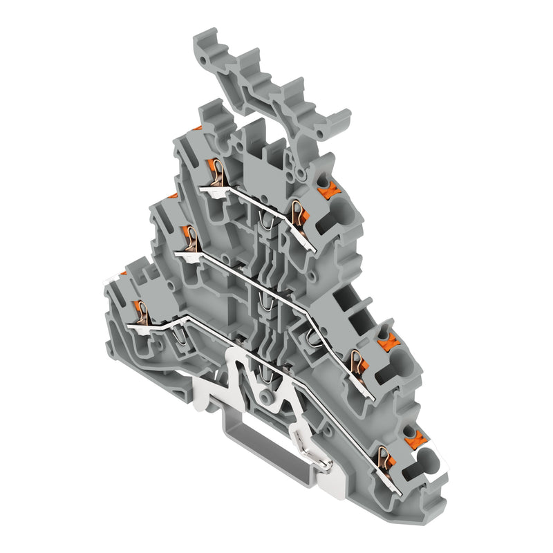 WAGO - Schutzleiter-Reihenklemme Dreistockklemme 2202-3258 2,5 qmm, grau − 50 Stück
