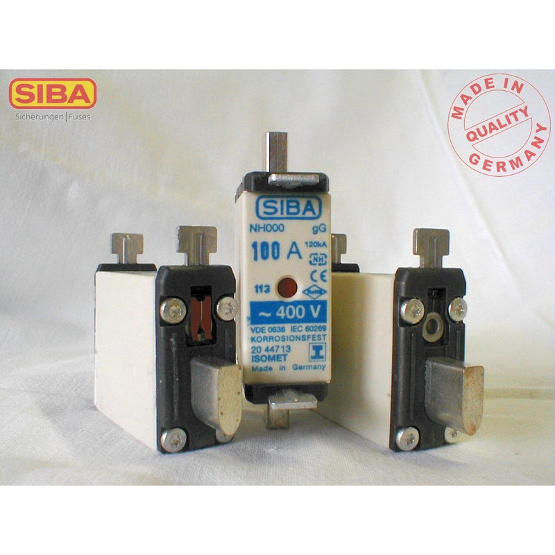 Siba - Messersicherung NH-Sicherungseinsatz 2044713.80 80A NH000 gG 400V − 10 Stück