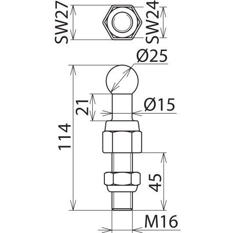 DEHN - Festpunkt für EuK-Vorrichtung Kugelfestpunkt KFP 25 M16 45 SSM D25mm gerade