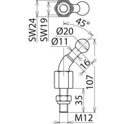 DEHN - Festpunkt für EuK-Vorrichtung Kugelfestpunkt KFP 20 W45 M12 35SSM D20mm 45Gr. abgew