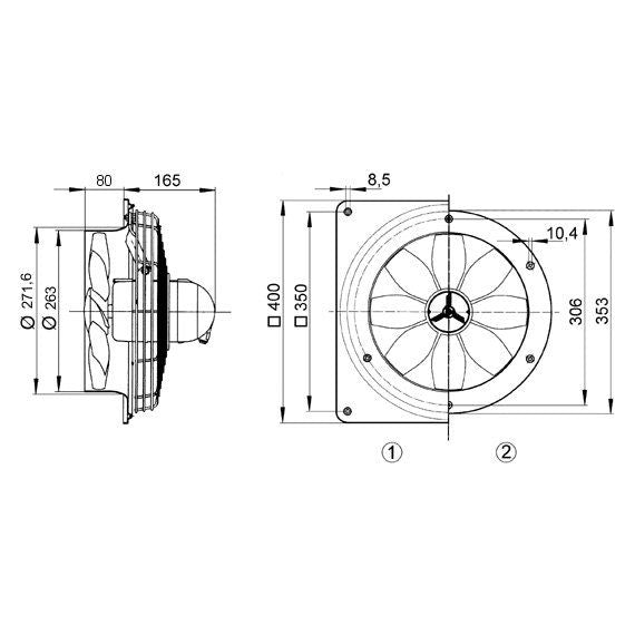 Maico - Explosionsgeschützter Ventilator Axial-Wandventilator DZS 25/2 B Ex e ex-geschuetzt DN 250  − 1 Stück
