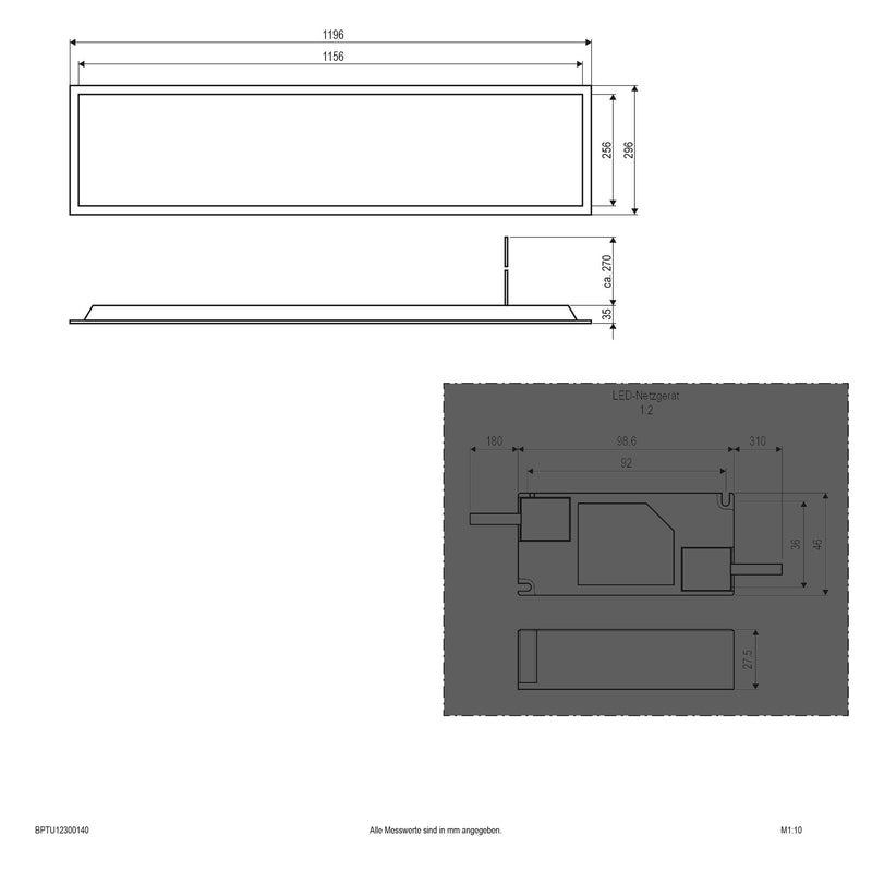 EVN Lichttechnik - Decken-/Wandleuchte LED Panel BPTU12300140 4000K dimmbar