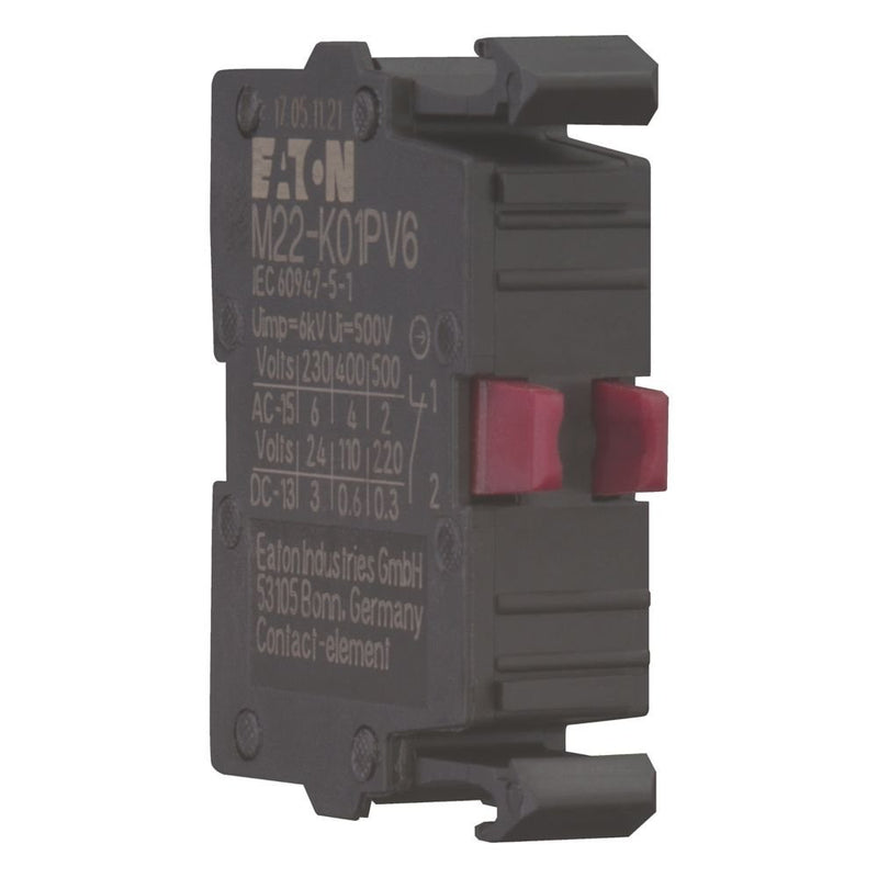 Eaton - Hilfsschalterblock Kontaktelement 1 Öffner M22-K01PV6 24V 3A Frontbefest. − 20 Stück