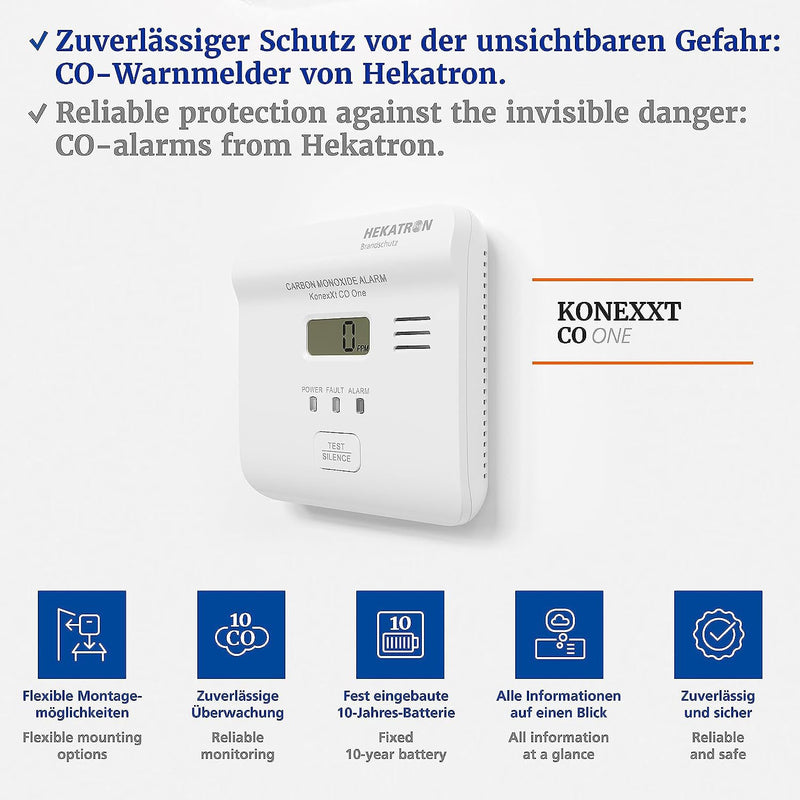 Hekatron Vertriebs - Kohlenmonoxidmelder CO-Warnmelder 31-6300003-01-01 KonexXt CO One