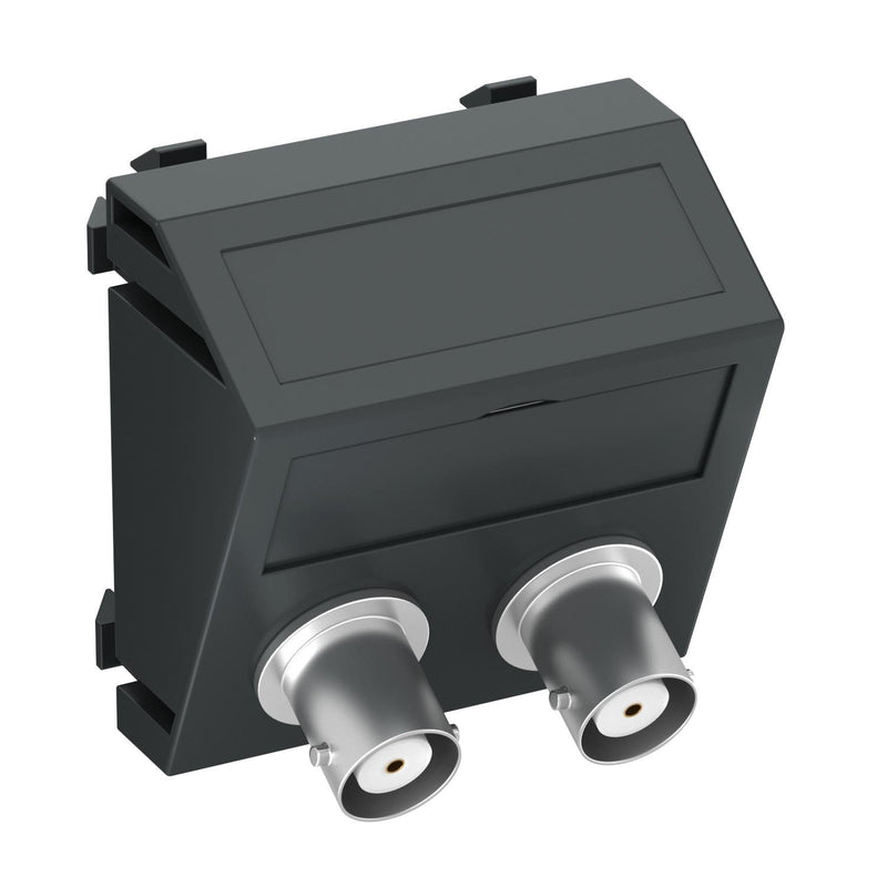 OBO Bettermann - Einsatz/Abdeckung für Kommunikationstechnik Multimediaträger Audio-BNC MTS-2BC F SWGR1 45x45mm sw-gr