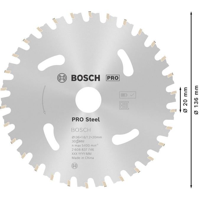 Bosch - Kreissägeblatt PRO Steel cordless 2608837746 Kreissägeblatt 136 x
