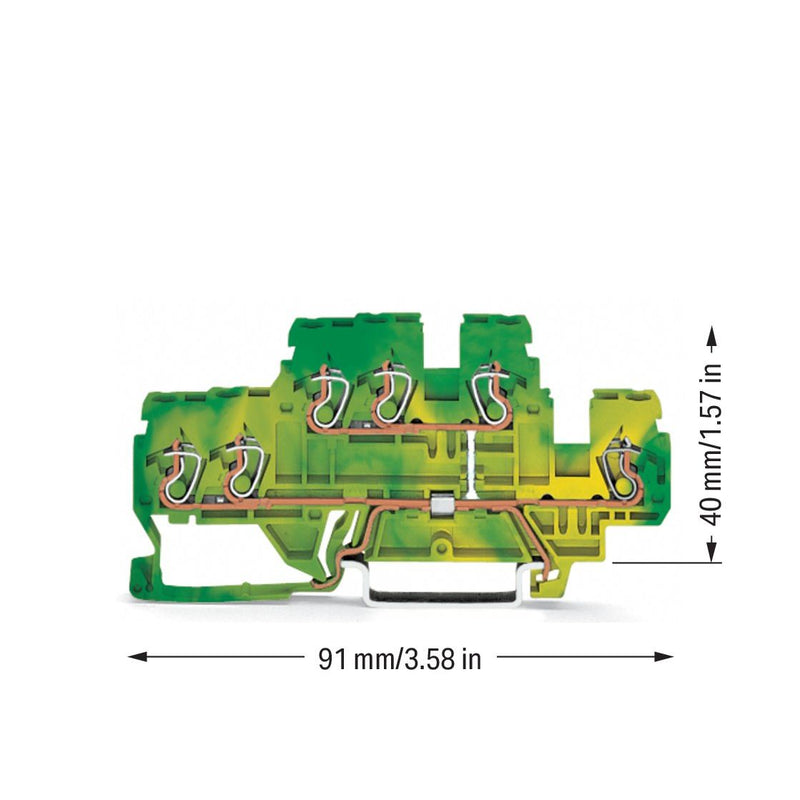 WAGO - Schutzleiter-Reihenklemme Schutzleiterklemme 870-537 0,08-2,5/4qmm PE − 50 Stück