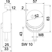OBO Bettermann - Bügelschelle BS-U1-M-52 FT 46-52mm − 100 Stück