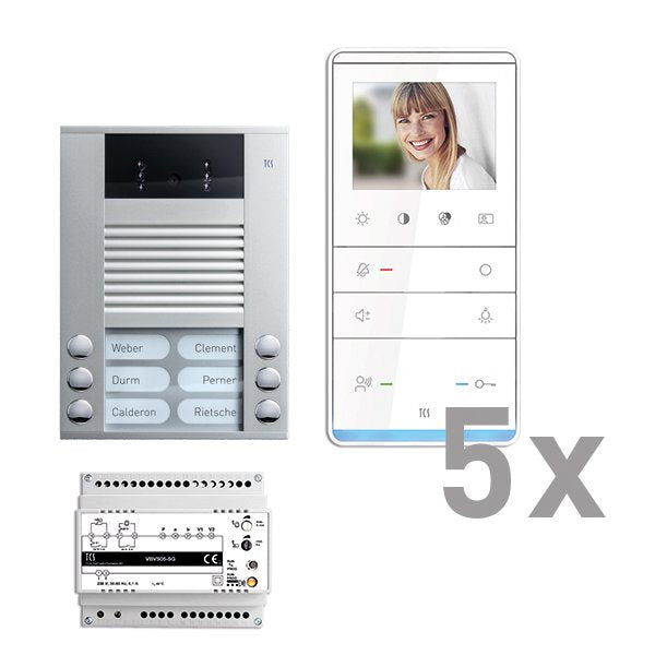 TCS Tür Control - Türsprech-Set Videosprechanlgenset color PVE16050-0010 5 Tasten AP,Freispr