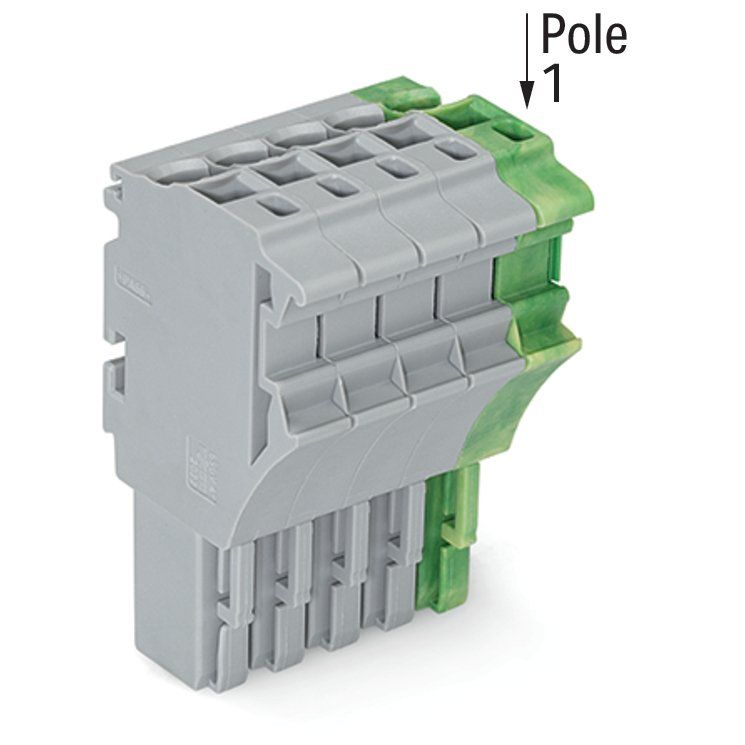 WAGO - Ein- und mehrpolige Klemmenleiste 1-Leiter-Federleiste 2022-105/000-036 4 mm²,gr/gn-ge − 50 Stück