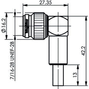 Telegärtner - Koax-Steckverbinder TNC-Kabelwinkelstecker 100023710 cr/cr, G5 (RG223/U) − 5 Stück