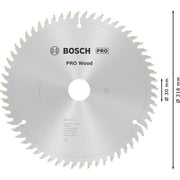 Bosch - Kreissägeblatt PRO Wood Kreissägeblatt, 2608640642 216 x 2,8 x 30 mm