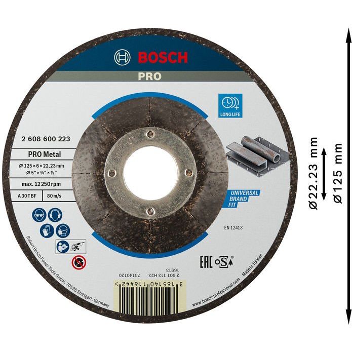 Bosch - Trenn-/Schleifscheibe PRO Metal Schleifscheibe, 2608600223 125 x 6 x 22.23 mm − 10 Stück