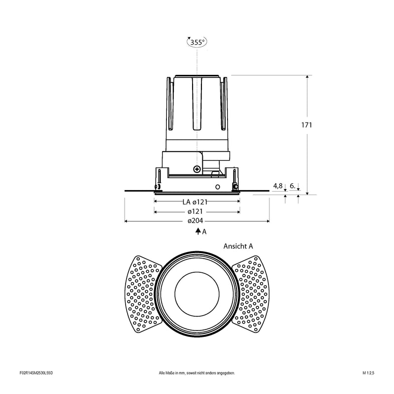 EVN Lichttechnik - Downlight/Strahler/Flutlicht LED-Einbauleuchte modular F02R14SM2530L55D Konfigurationstype