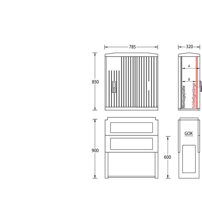 uesa - Gehäuse/Schaltschrank (leer) Normschrank IP44 A100-M-850 850x785x320mm