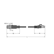 Turck - Rundsteckverbinder, feldkonfektionierbar (Industriesteckverbinder) Verbindungsleitung RSS-RJ45S-8814-10M