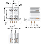 WAGO - Leiterplattensteckverbinder THT-DoppelstockStiftleiste 734-402/001-000 1,0x1,0,abgew.,lgr − 100 Stück