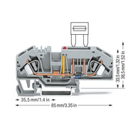 WAGO - Sicherungs-Reihenklemme Sicherungsklemme 282-698/281-449 0,2-6mmq grau − 25 Stück