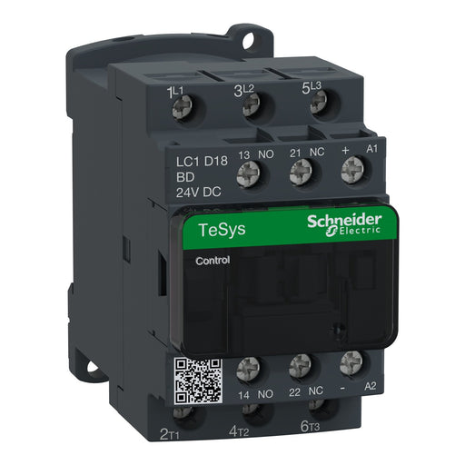 Schneider Electric - Leistungsschütz zum Schalten von Wechselstrom Leistungsschütz LC1D18BD 18A 24VDC