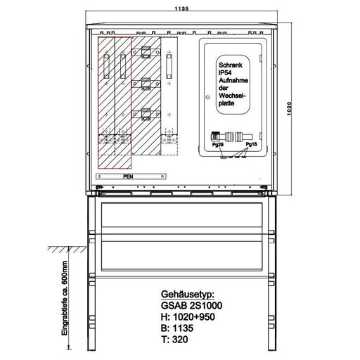 GSAB Elektrotechnik - Sicherungskasten Wandlermessung 24.W630.001 STW Bonn 630A