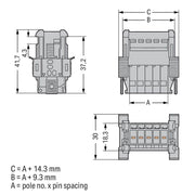 WAGO - Ein- und mehrpolige Klemmenleiste 1-Leiter-Stiftleiste 769-615/006-000 CAGECLAMP,4mm²,gr − 10 Stück