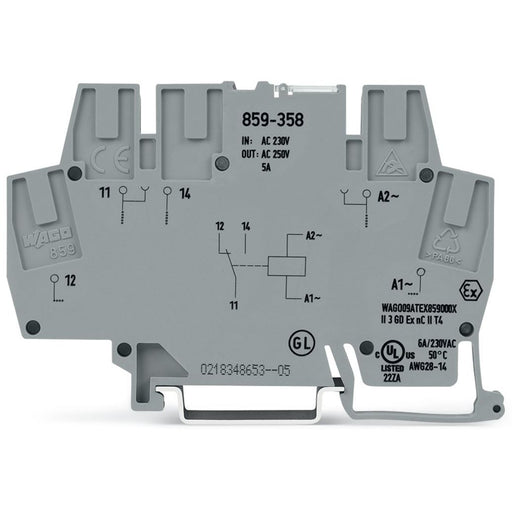 WAGO - Schaltrelais Relaisklemme 859-358 230VAC,1W,250VAC,5A − 10 Stück