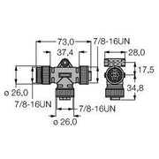 Turck - Rundsteckverbinder, feldkonfektionierbar (Industriesteckverbinder) Aktuator- und Sensor RSM-2RKM50Y T-Splitter