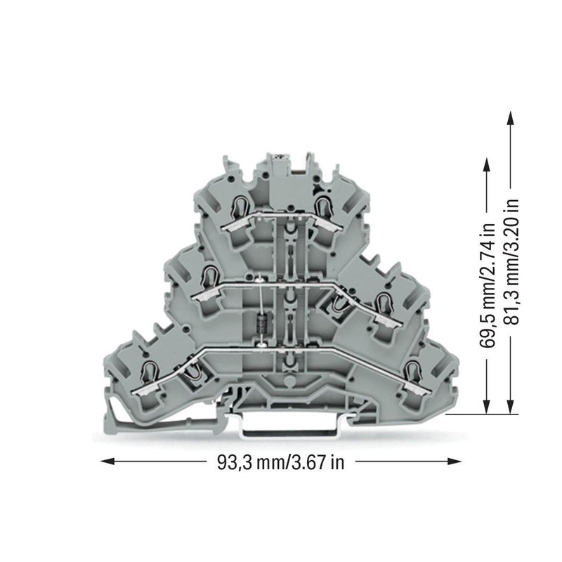 WAGO - Bauelement-Reihenklemme Bauelementklemme 2002-3211/1000-675 Diode 1N4007,grau − 50 Stück