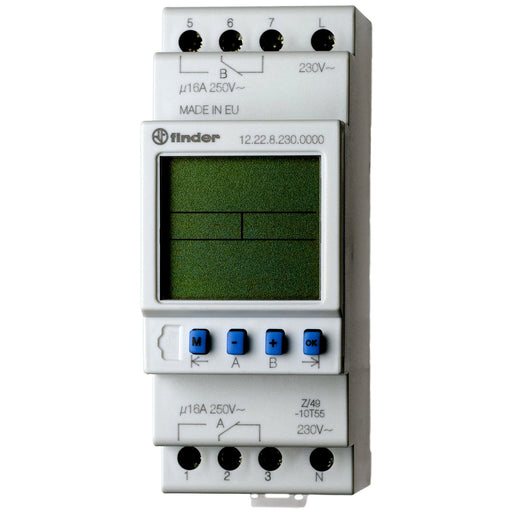 Finder - Verteilerschaltuhr digital Zeitschaltuhr 12.22.8.230.0000 2W,16A,230V,B=35,8mm − 1 Stück by Finder
