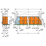 WAGO - Leiterplattenklemme 741-625 Drücker,2,5mm²,or − 20 Stück