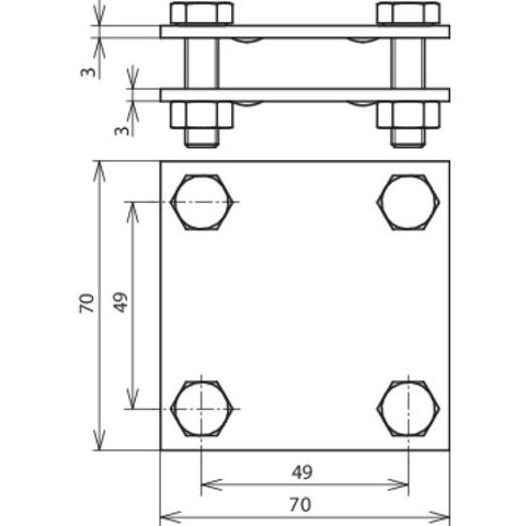 DEHN - Verbinder für Blitzschutz Kreuzstück St/tZn KS FL40 STTZN f.Fl 30-40/30-40mm