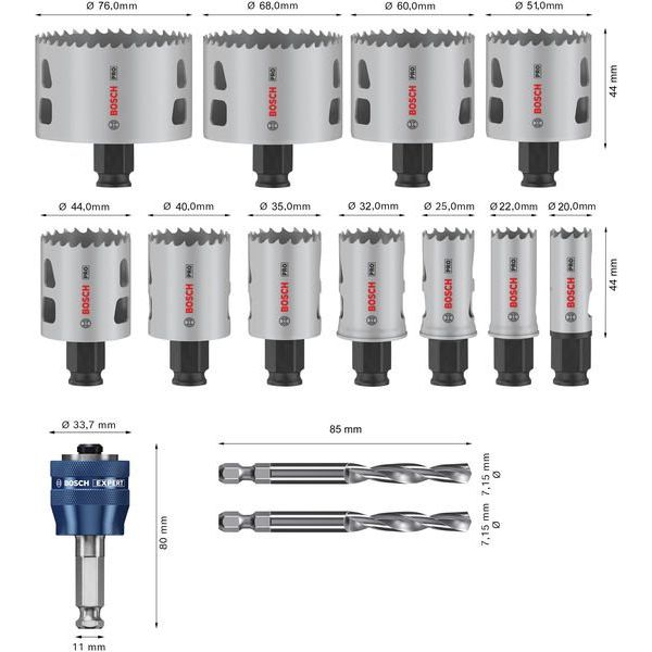 Bosch Power Tools - Werkzeugset PRO Multi Material PC Plus 2608594426VE(14) Lochsägen-Set 20 68  − 1 Packung