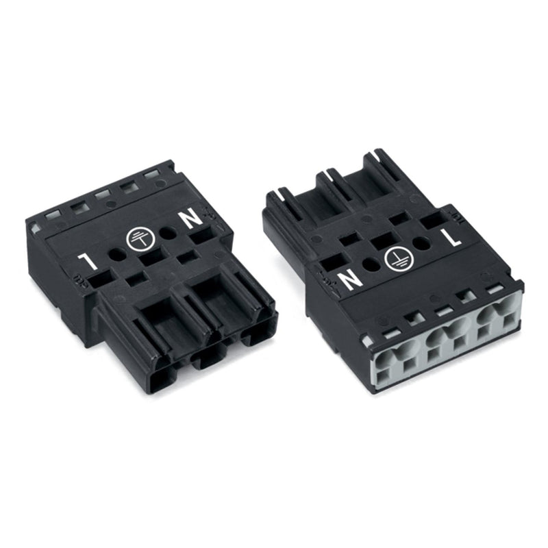 WAGO - Steckverbinder für steckbare Gebäudeinstallation Stecker 770-213 2x0,5-4mmq schwarz − 100 Stück