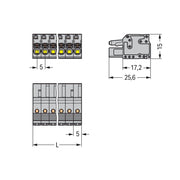 WAGO - Kabelsteckverbinder für Leiterplattensteckverbinder 1-Leiter-Federleiste 2231-118/102-000 Push-inCAGECLAMP,gr − 25 Stück