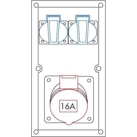 Bals Elektrotech - CEE-Steckdosen-Kombination (IEC 60309) Wandverteiler Vollgummi IP 54150 44
