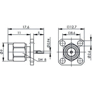 Telegärtner - Koax-Steckverbinder SMA-Einbaustecker 100024628 mit Flansch − 5 Stück