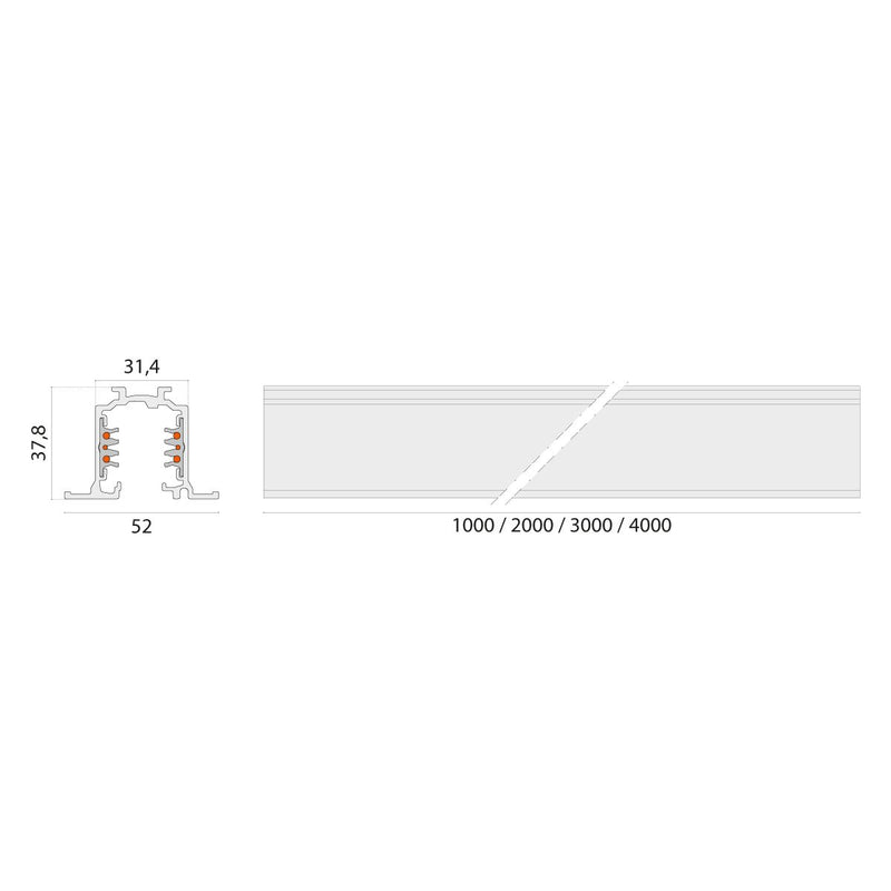 Performance in Light - Stromschiene 3-Phasen-Stromschiene 310836 Einbau 1000mm