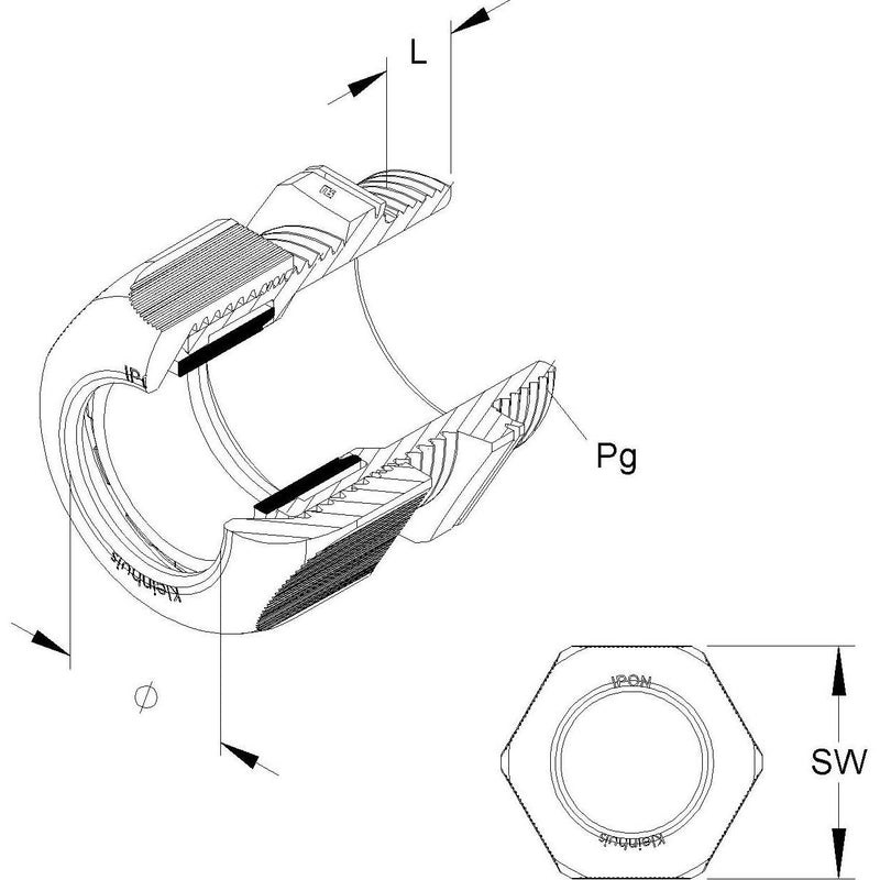 HKL - Kabelverschraubung 1234P0701 lgr,D=3-6,5mm − 50 Stück