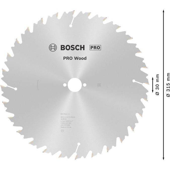 Bosch - Kreissägeblatt PRO Wood Kreissägeblatt, 2608640682 315 x 3,2 x 30 mm
