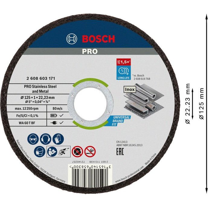 Bosch - Trenn-/Schleifscheibe PRO Stainless Steel and 2608603171 Metal Trennscheibe