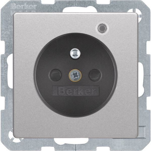 Berker - Steckdose alu/samt 6765096084 mit Schutzkontakt
