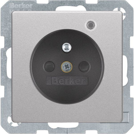 Berker - Steckdose alu/samt 6765096084 mit Schutzkontakt
