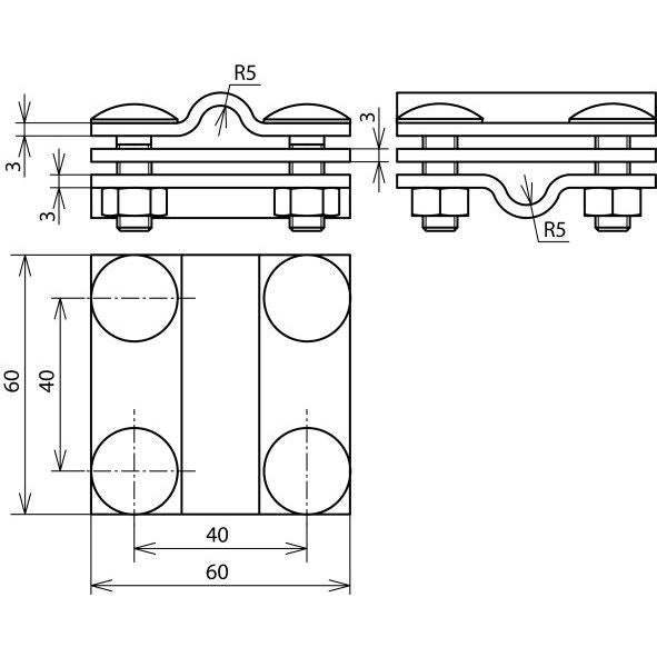 DEHN - Verbinder für Blitzschutz Kreuzstück KS 8.10 8.10 #318229 FL30 ZP FRSM8 V4A