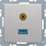 Berker - Einsatz/Abdeckung für Kommunikationstechnik USB/3,5mm Audio Steckdose 3315396084 alu/lack