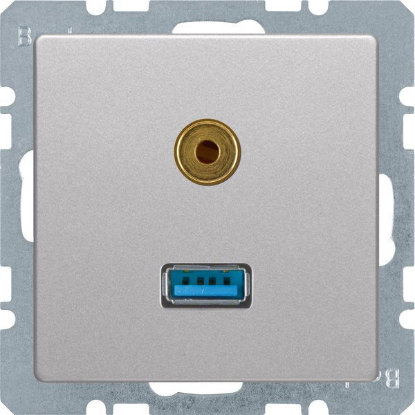 Berker - Einsatz/Abdeckung für Kommunikationstechnik USB/3,5mm Audio Steckdose 3315396084 alu/lack